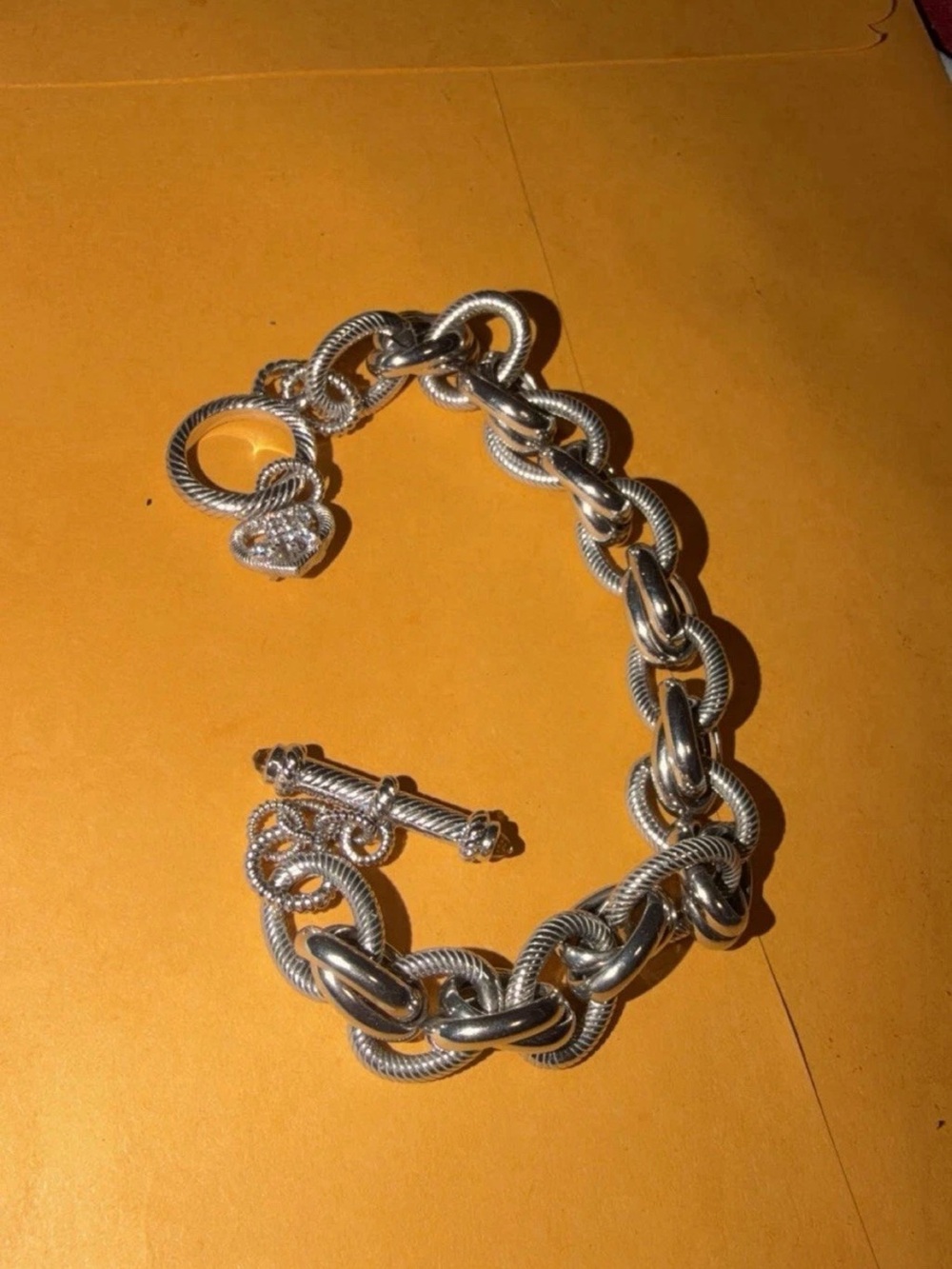 Michael Dawkins Sterling Silver 925 Chain Link Akoya Pearl Bracelet.